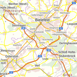 Karte von Ostwestfalen mit Lageangabe der Obbelode-Höfe